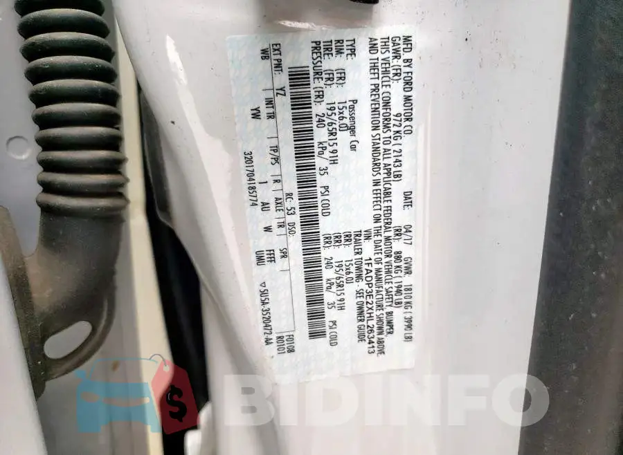 1FADP3E2XHL263413 Photo# 10