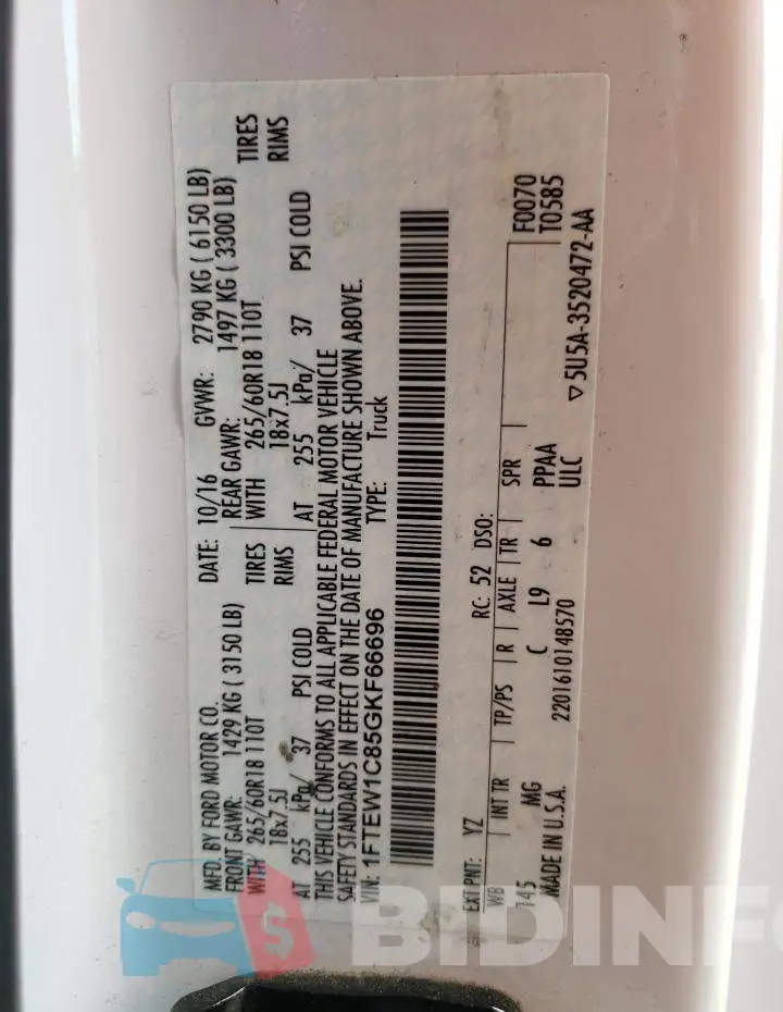 1FTEW1C85GKF66696 Photo# 10