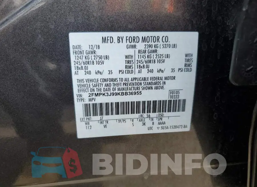 2FMPK3J99KBB36955 Photo# 10