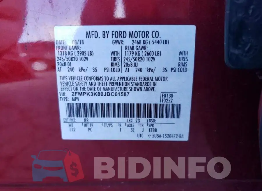 2FMPK3K80JBC61587 Photo# 10