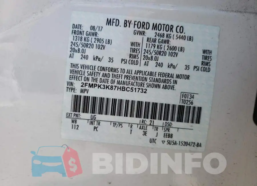 2FMPK3K87HBC51732 Photo# 10