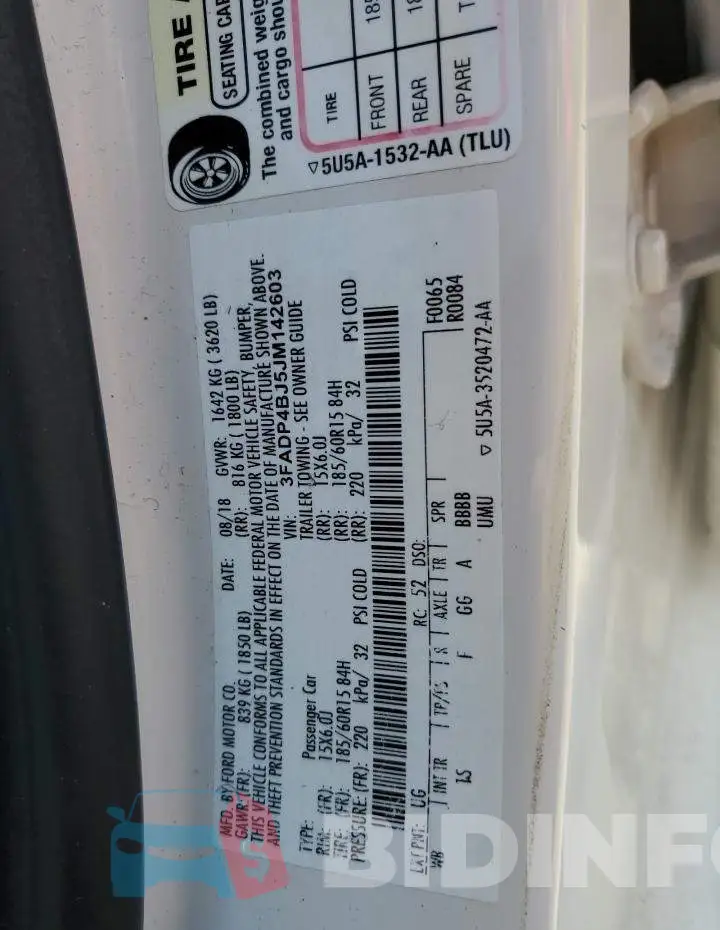 3FADP4BJ5JM142603 Photo# 10