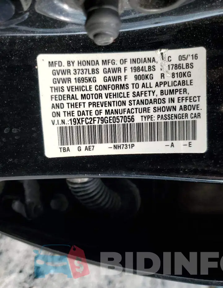 19XFC2F79GE057056 Photo# 10
