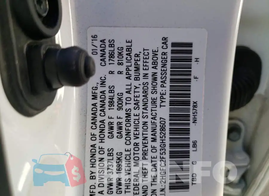 2HGFC2F53GH528607 Photo# 10