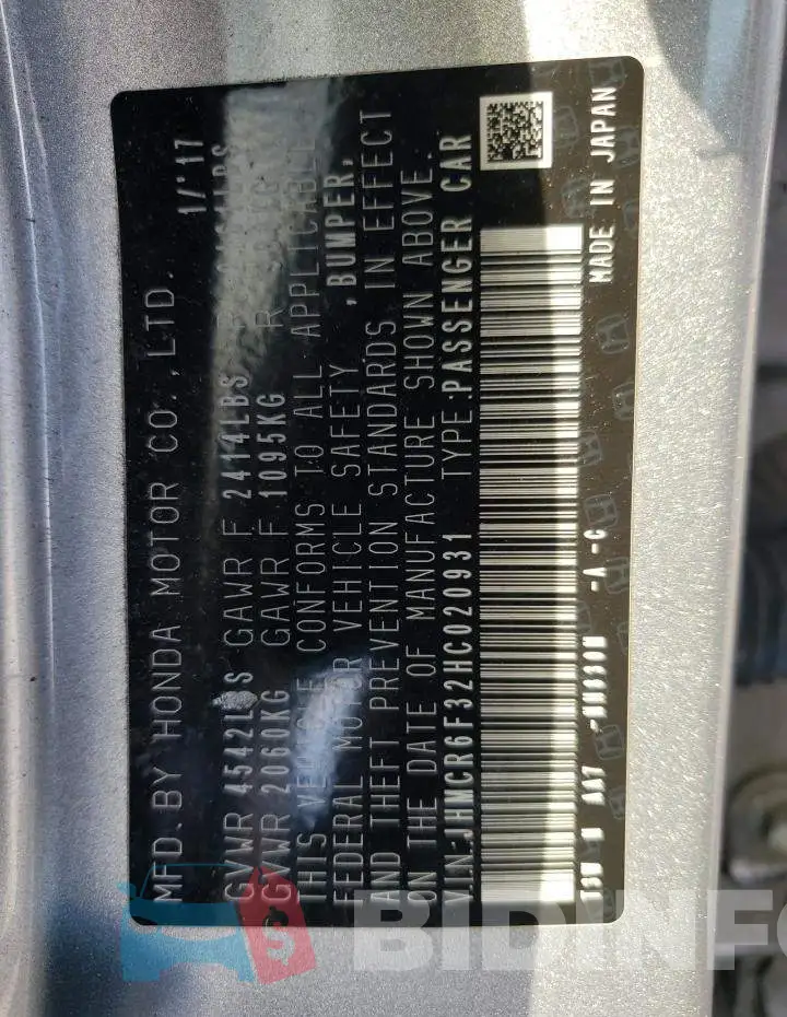 JHMCR6F32HC020931 Photo# 10