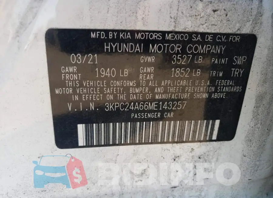 3KPC24A66ME143257 Photo# 10