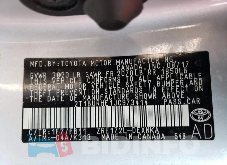 2T1BURHE1JC973414 Photo# 10