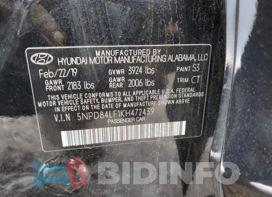 5NPD84LF1KH472439 Photo# 10