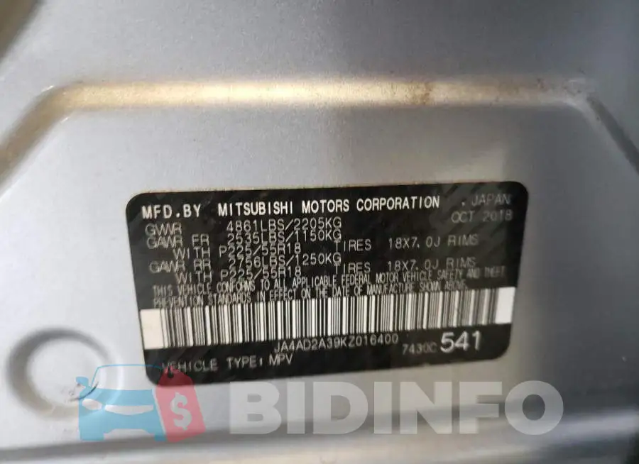 JA4AD2A39KZ016400 Photo# 10