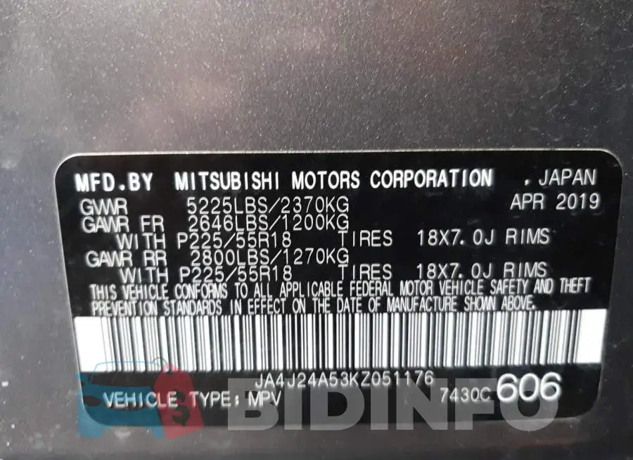 JA4J24A53KZ051176 Photo# 10