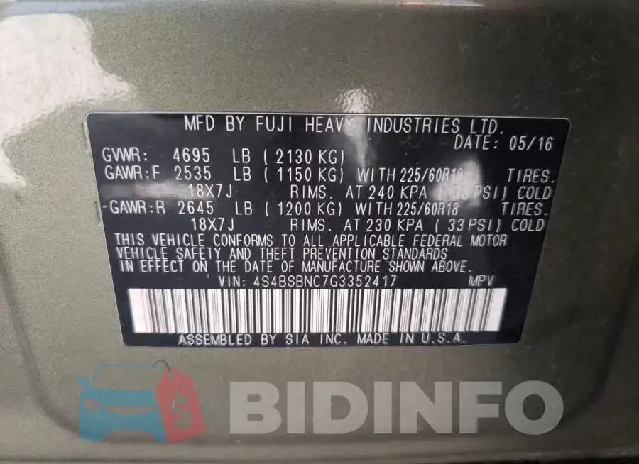4S4BSBNC7G3352417 Photo# 10