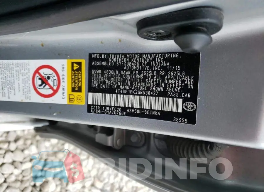 4T4BF1FK3GR538427 Photo# 10