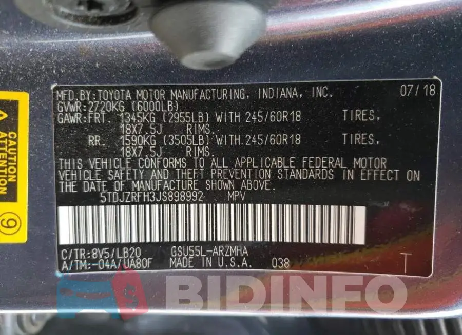 5TDJZRFH3JS898992 Photo# 10