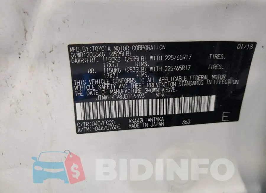 JTMWFREV8JD116493 Photo# 10