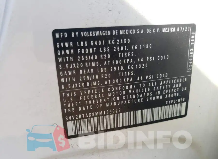 3VV2B7AX9MM139622 Photo# 10