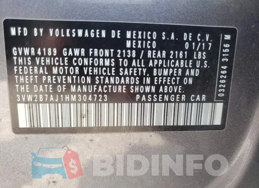 3VW2B7AJ1HM304723 Photo# 10