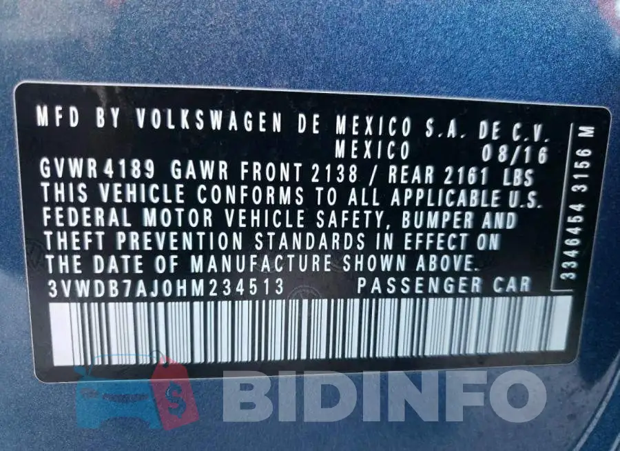 3VWDB7AJ0HM234513 Photo# 10