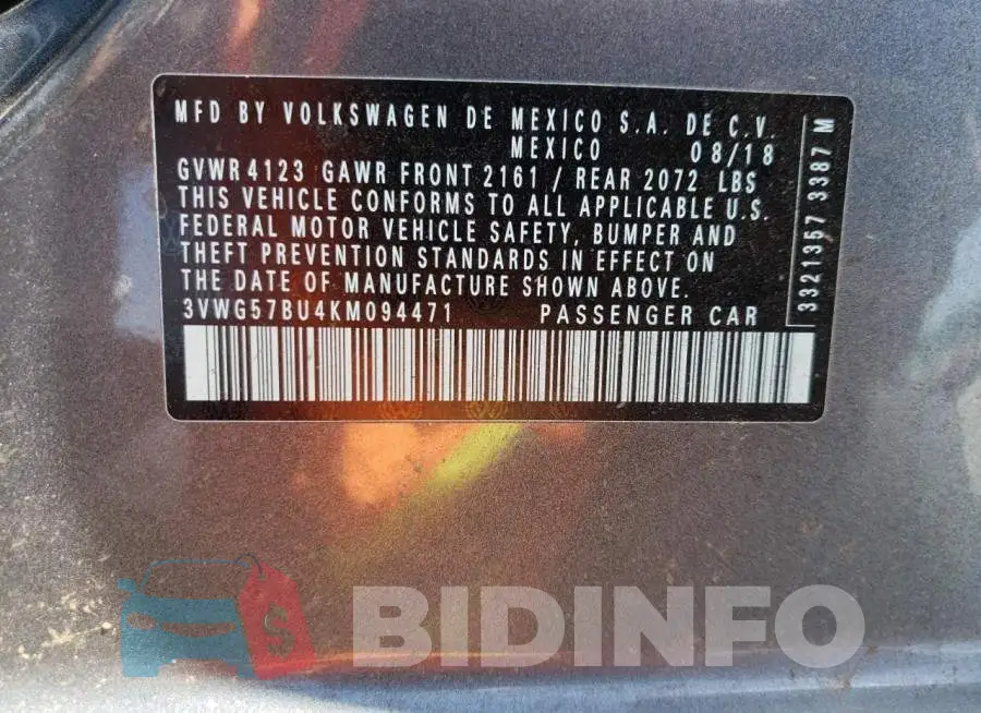 3VWG57BU4KM094471 Photo# 10