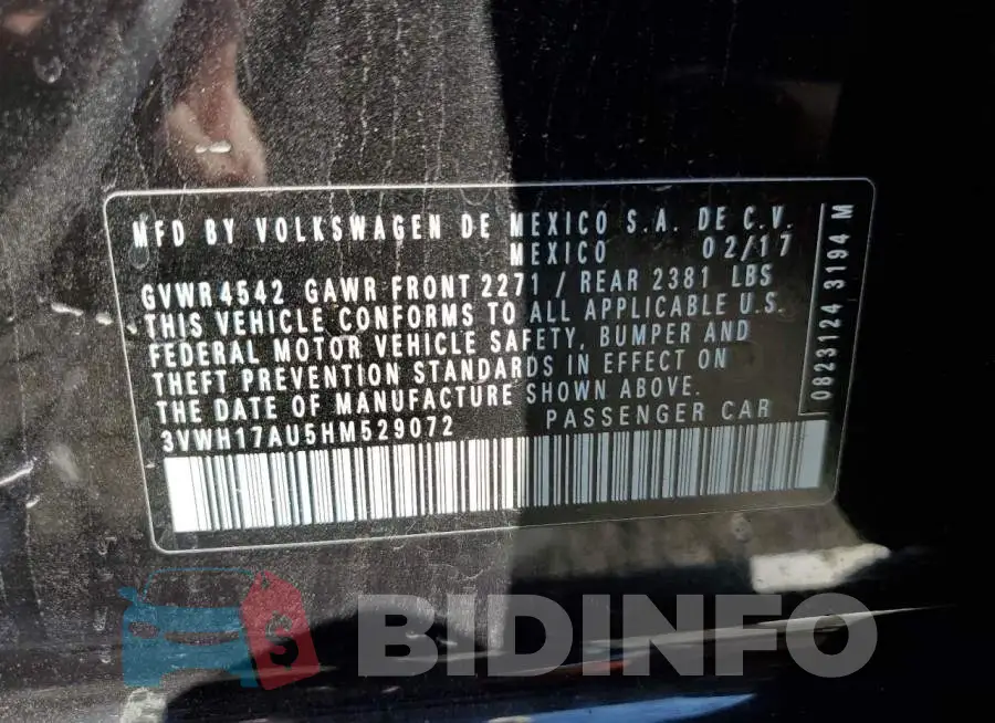 3VWH17AU5HM529072 Photo# 10