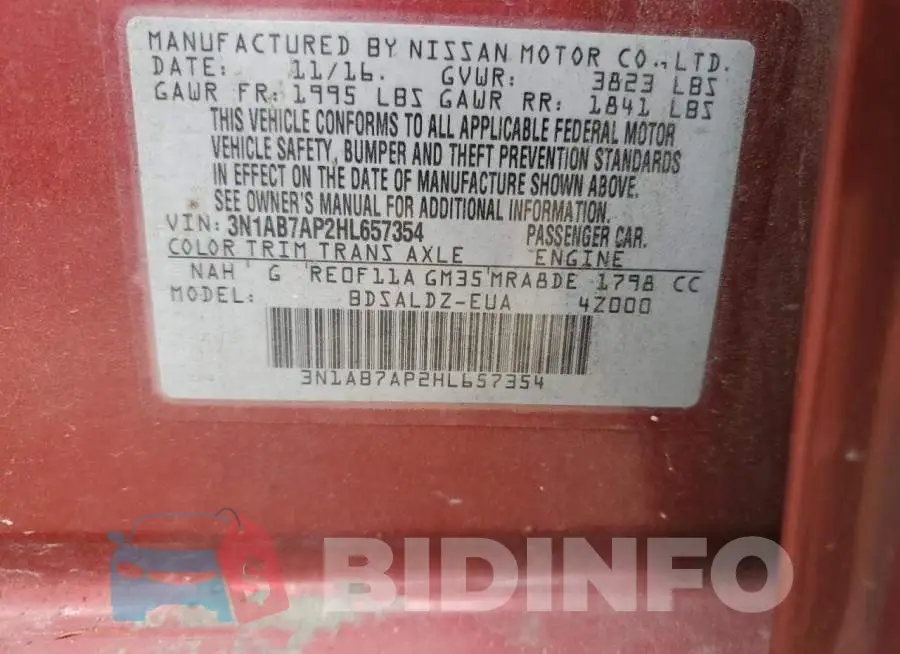 3N1AB7AP2HL657354 Photo# 10