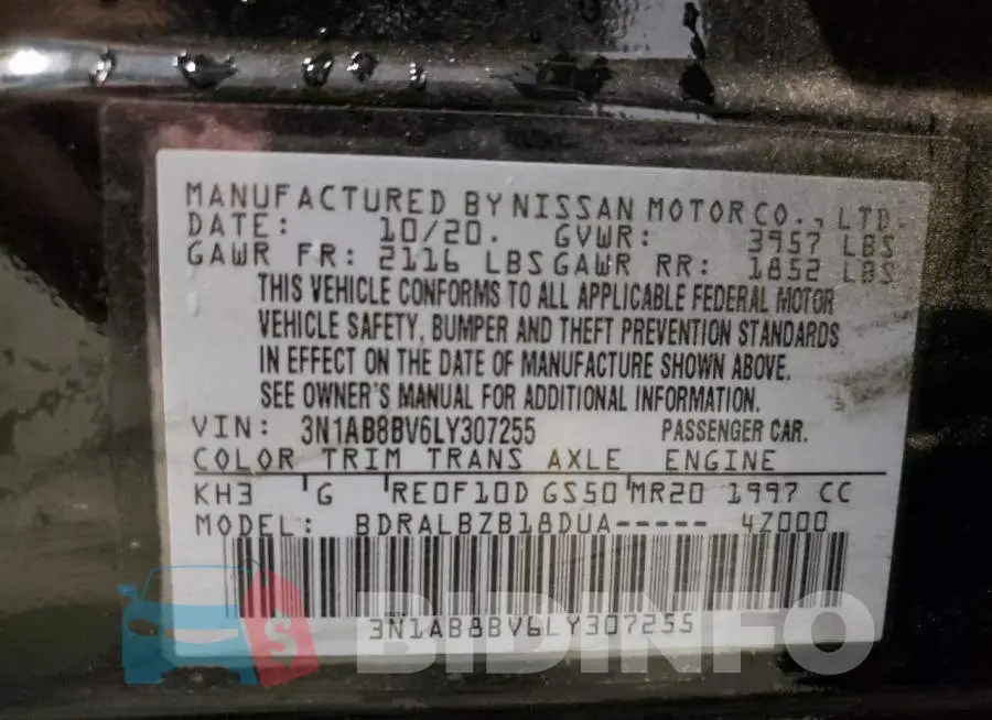 3N1AB8BV6LY307255 Photo# 10