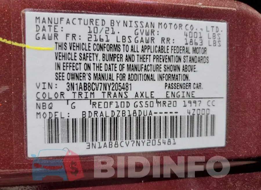 3N1AB8CV7NY205481 Photo# 10