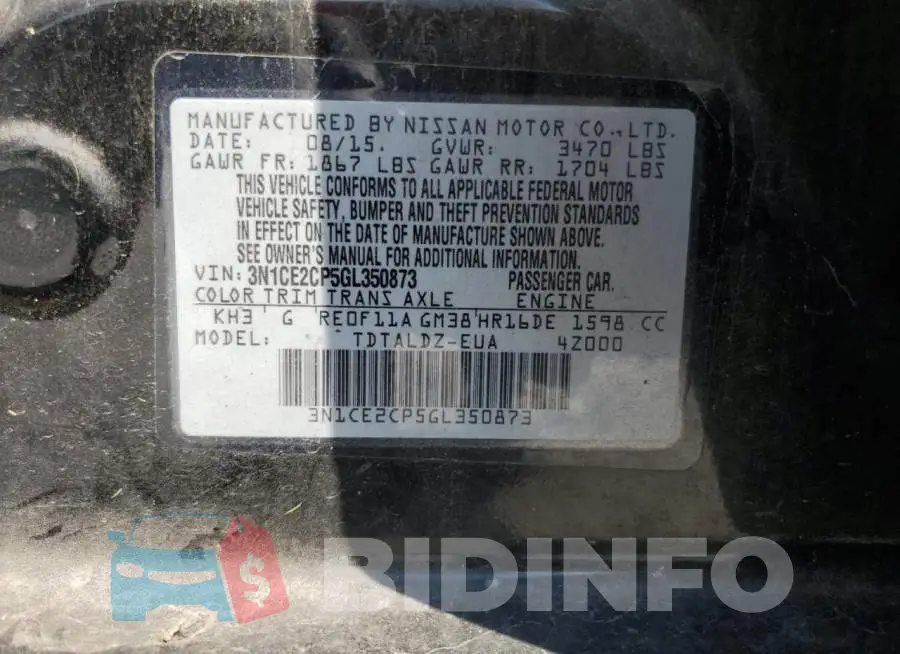 3N1CE2CP5GL350873 Photo# 10