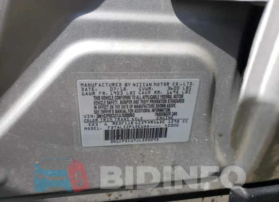 3N1CP5CU7JL520093 Photo# 10