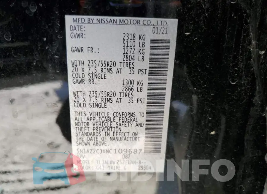 5N1AZ2CJXMC109687 Photo# 10