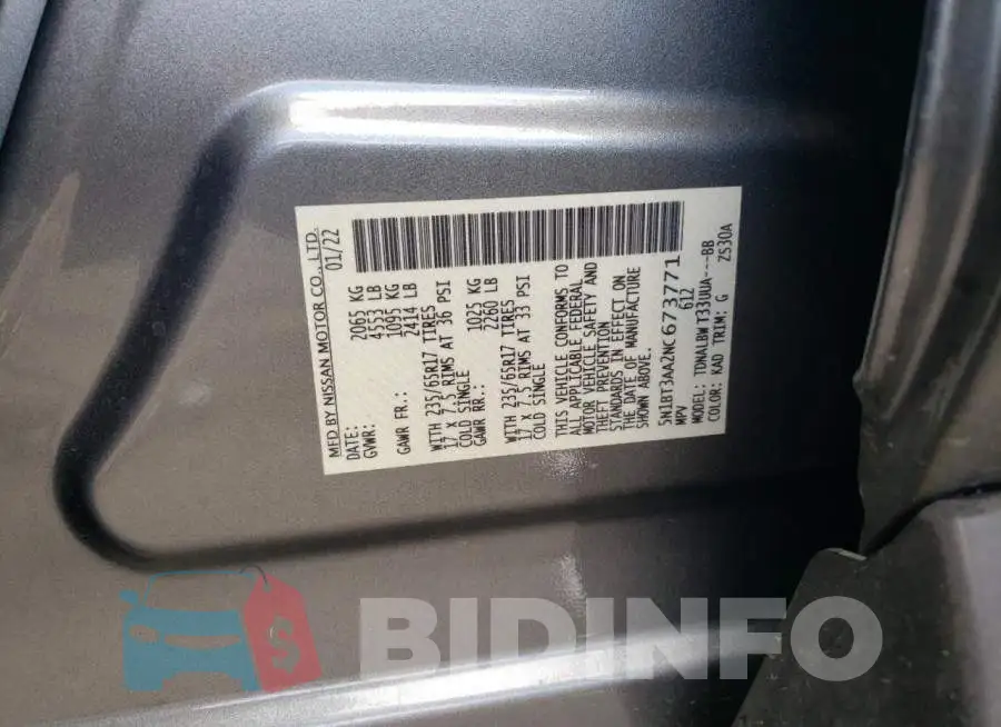 5N1BT3AA2NC673771 Photo# 10