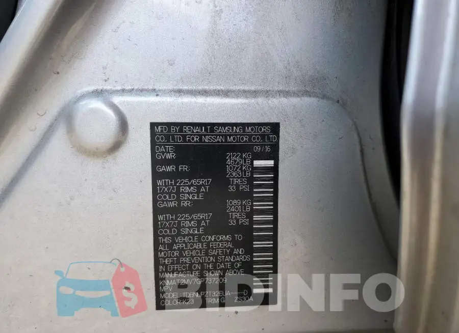 KNMAT2MV7GP737209 Photo# 10