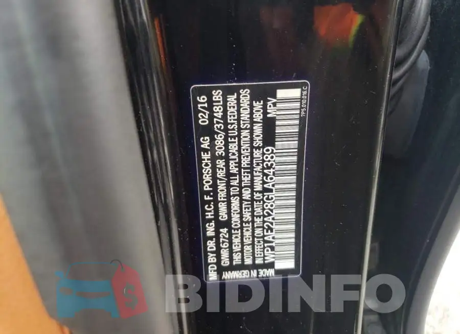 WP1AE2A28GLA64389 Photo# 10