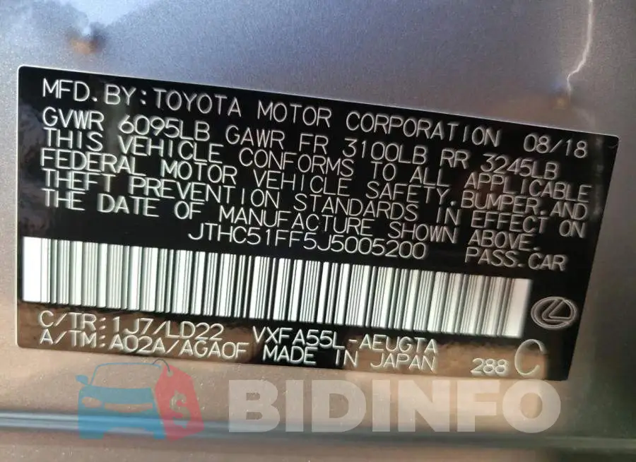 JTHC51FF5J5005200 Photo# 10