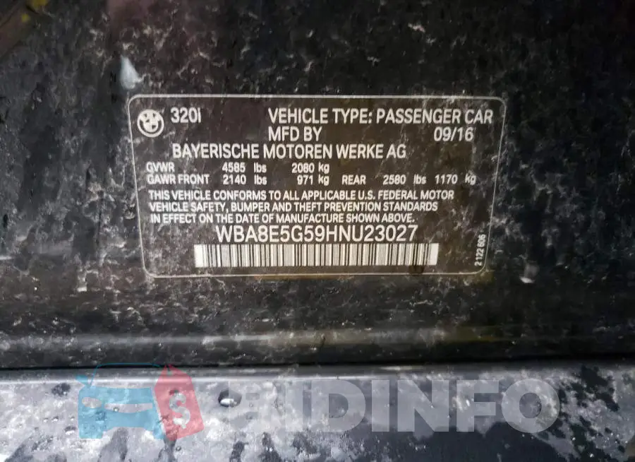 WBA8E5G59HNU23027 Photo# 10