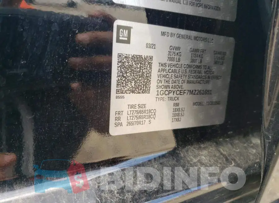 1GCPYCEF7MZ261651 Photo# 10