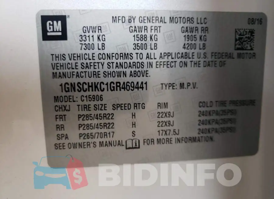 1GNSCHKC1GR469441 Photo# 10