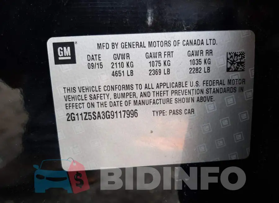 2G11Z5SA3G9117996 Photo# 10