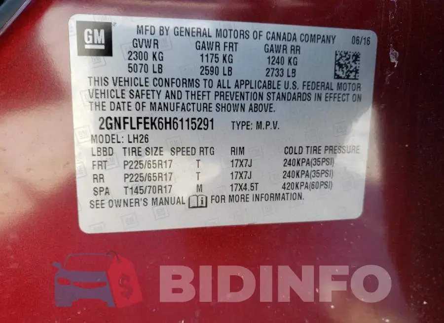2GNFLFEK6H6115291 Photo# 10