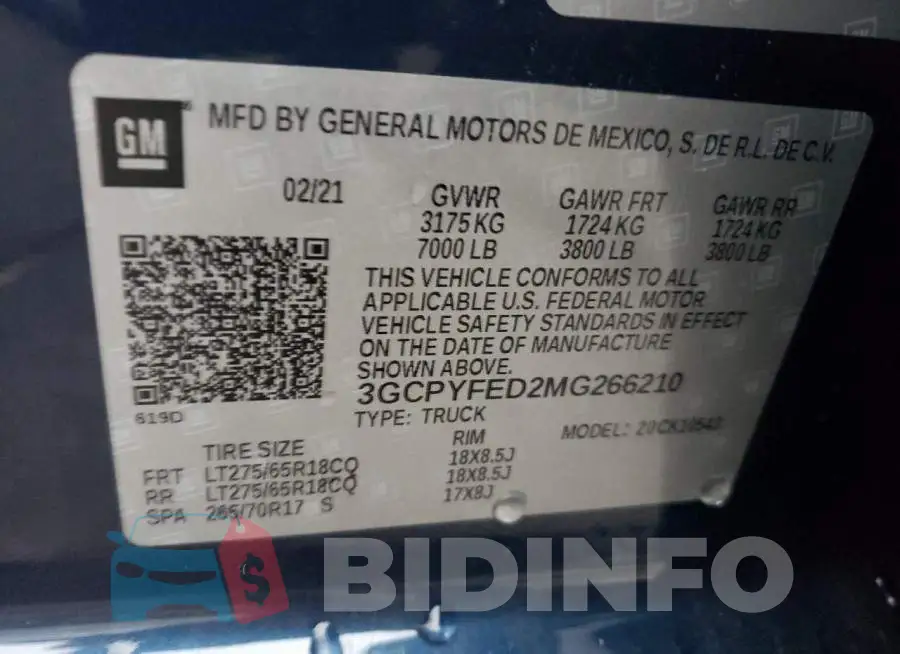 3GCPYFED2MG266210 Photo# 10