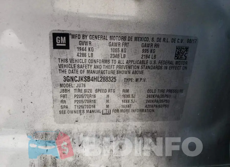 3GNCJKSB4HL288325 Photo# 10