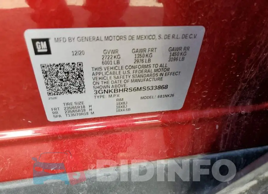 3GNKBHRS6MS533868 Photo# 13