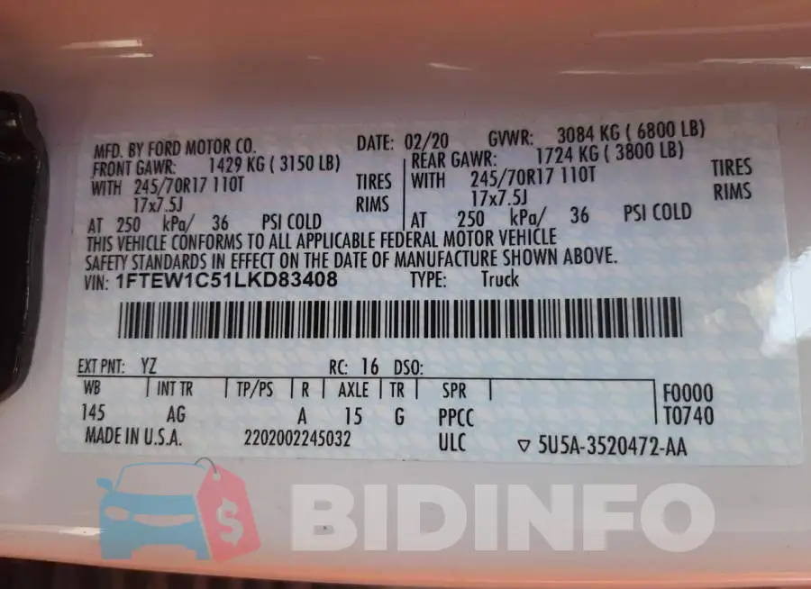 1FTEW1C51LKD83408 Photo# 10