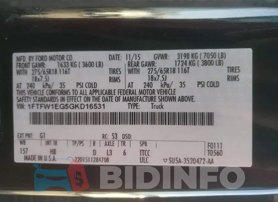 1FTFW1EG5GKD16531 Photo# 10