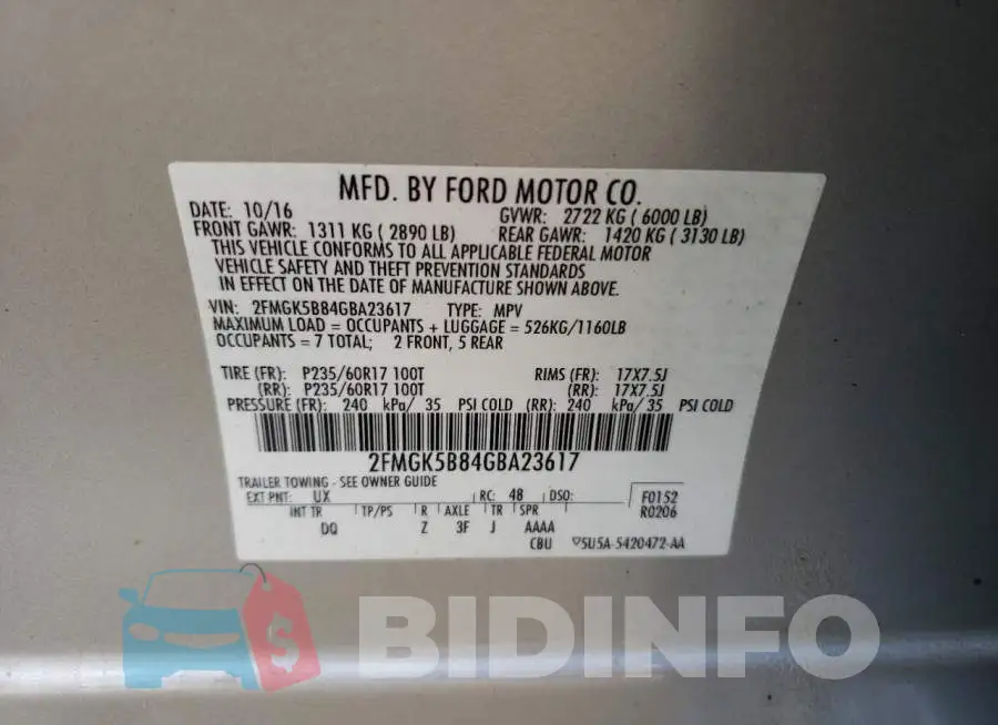 2FMGK5B84GBA23617 Photo# 10