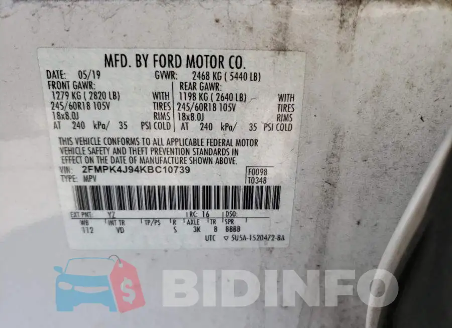 2FMPK4J94KBC10739 Photo# 10