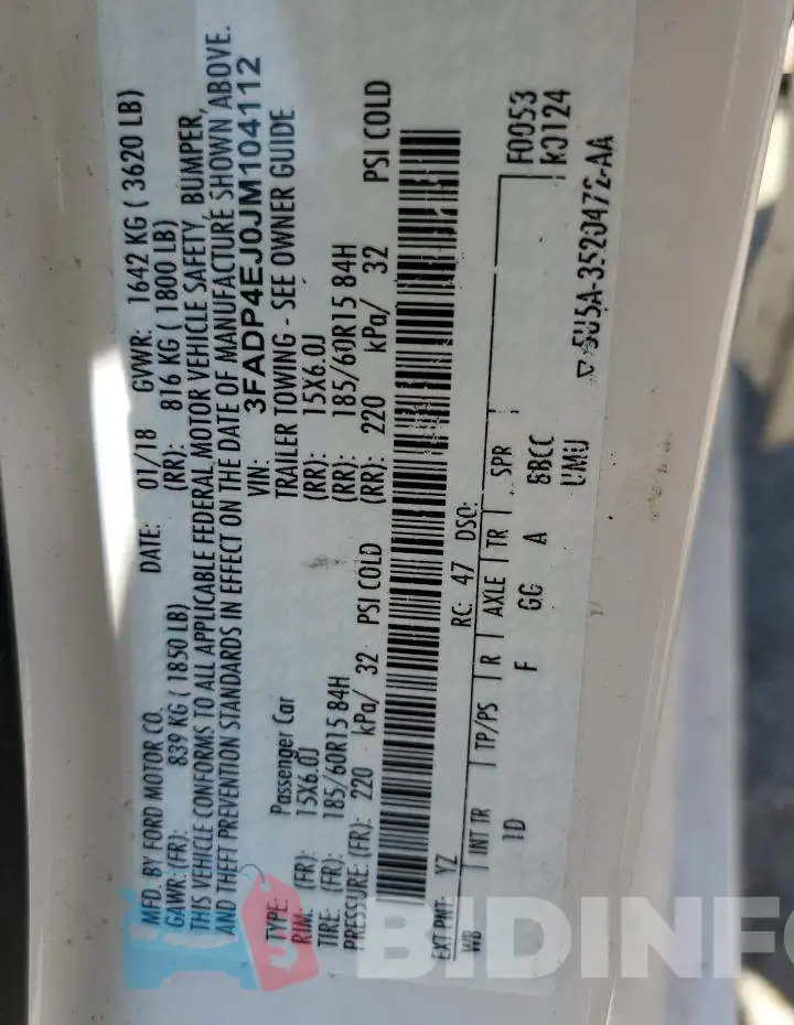 3FADP4EJ0JM104112 Photo# 10