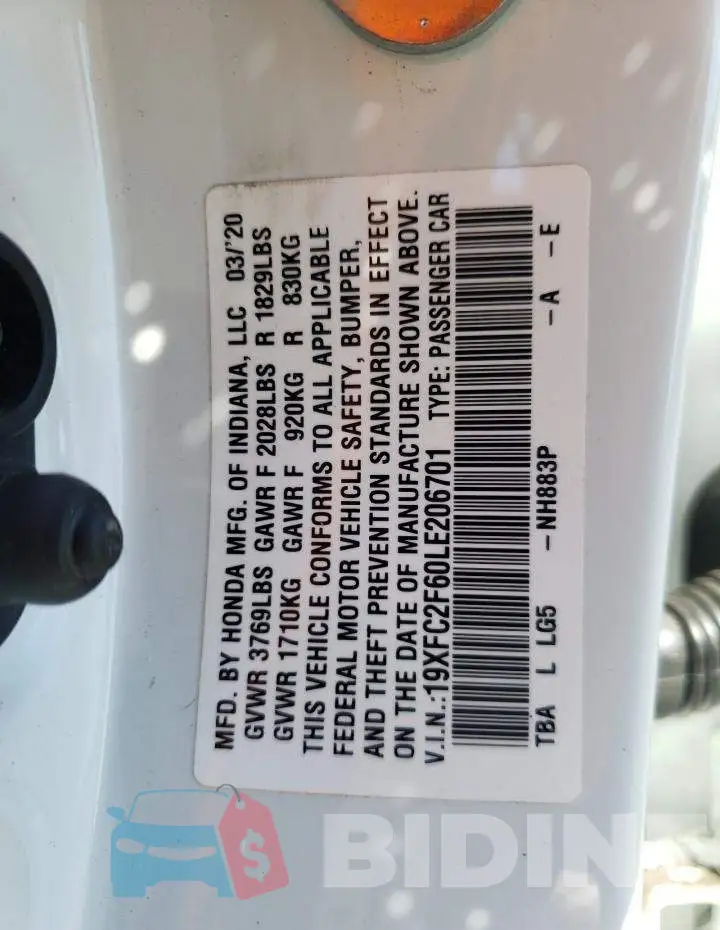 19XFC2F60LE206701 Photo# 10