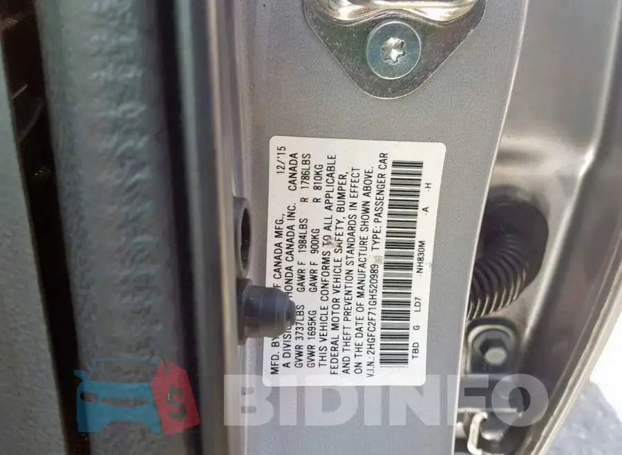 2HGFC2F71GH520989 Photo# 10