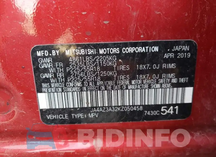 JA4AZ3A32KZ050458 Photo# 10