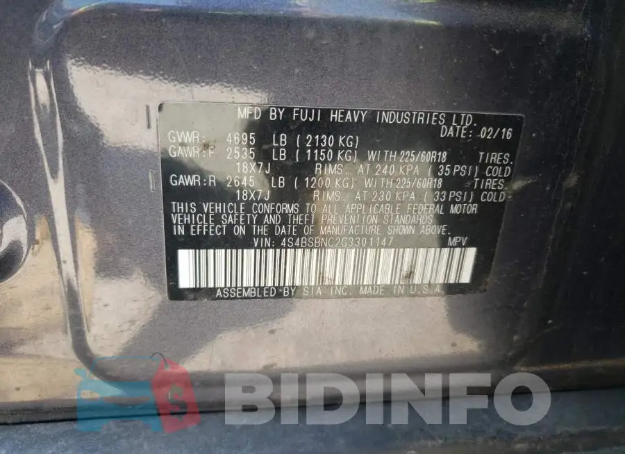 4S4BSBNC2G3301147 Photo# 10